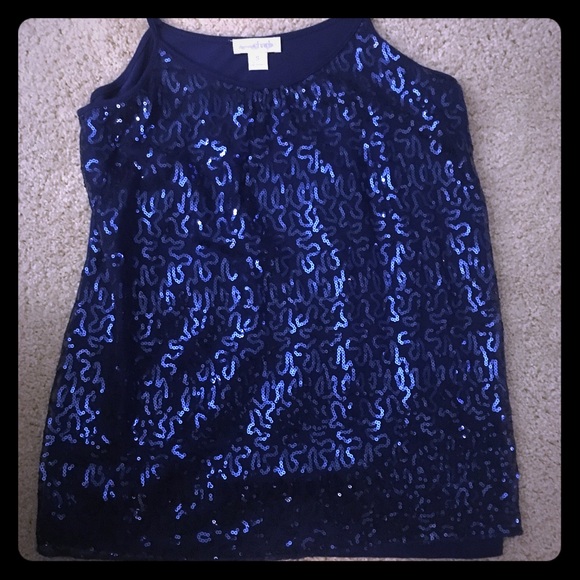 Blue sequin top - Picture 1 of 4